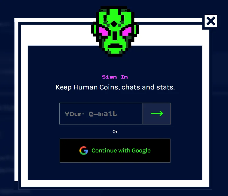 HumanorNot Sign in